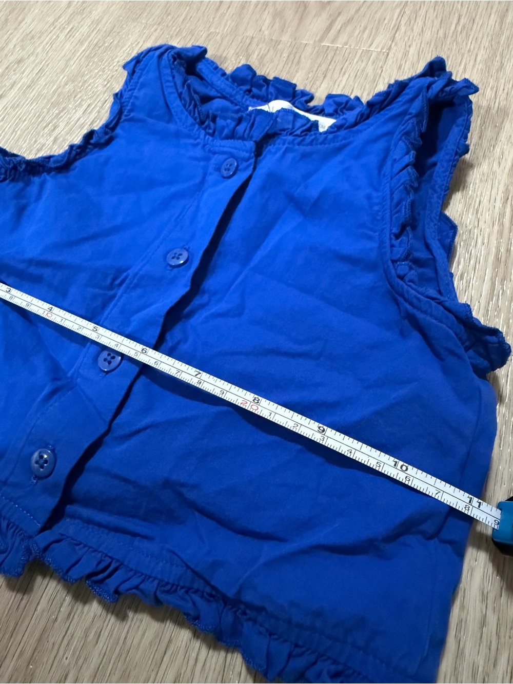 Zara Kids Blue Ruffle Button Front Tank Top - Picture 3 of 4